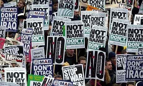 Iraq war protest placards