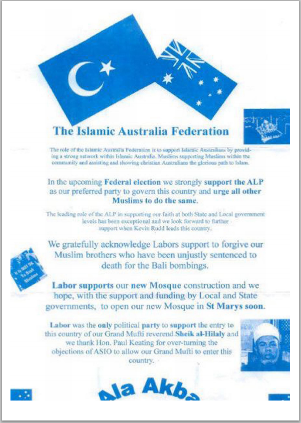 Islamic Australia Federation bogus leaflet