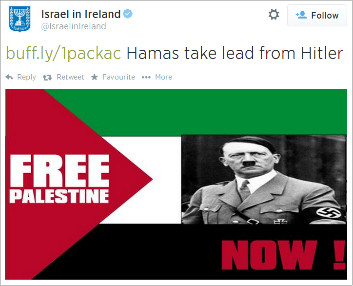 Israel Embassy Dublin Hitler tweet