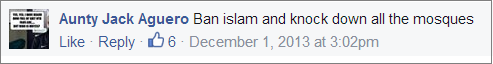 Jackie Garnett ban Islam Facebook post