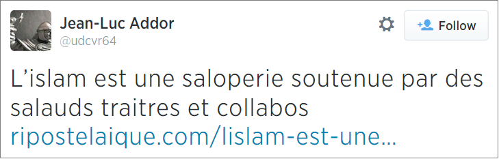 Jean-Luc Addor Islam tweet