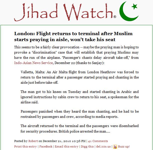 Jihad Watch on the muslim that wasn't