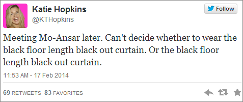 Katie Hopkins black curtain tweet