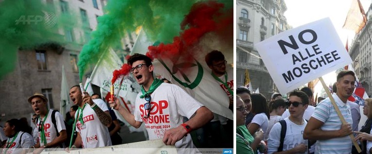 Lega Nord Milan protest