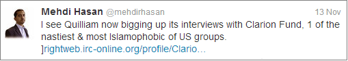 Mehdi Hasan on Quilliam and Clarion Fund