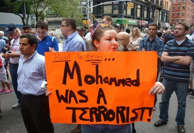 Mohammed was a terrorist placard