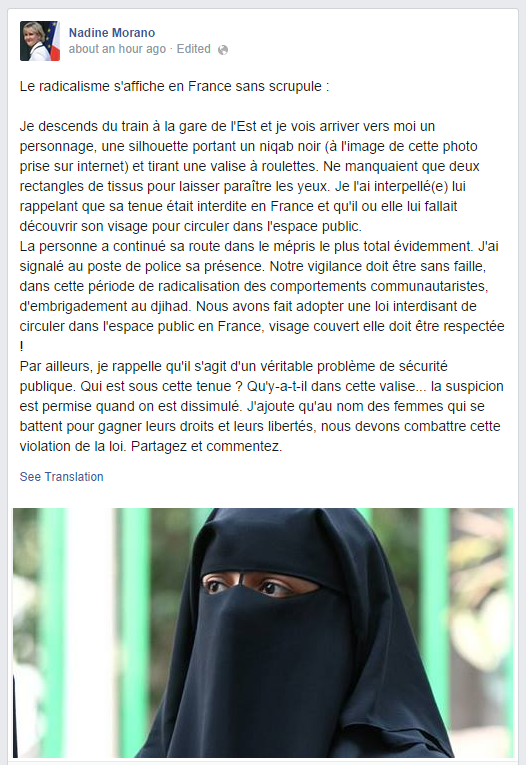 Nadine Morano Facebook post