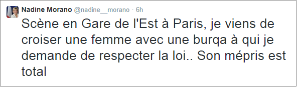 Nadine Morano burqa tweet