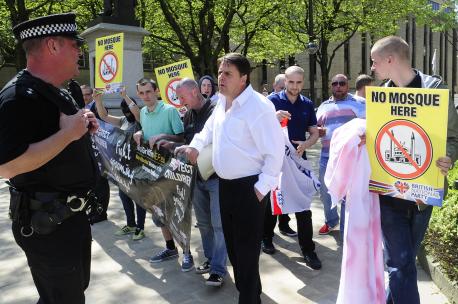 Nick Griffin Farnworth mosque protest