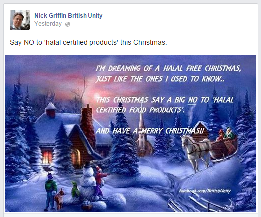Nick Griffin halal free Christmas