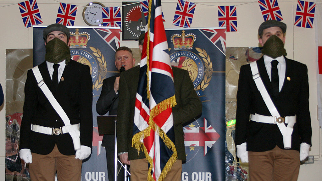 Paul Golding addressing Britain First meeting