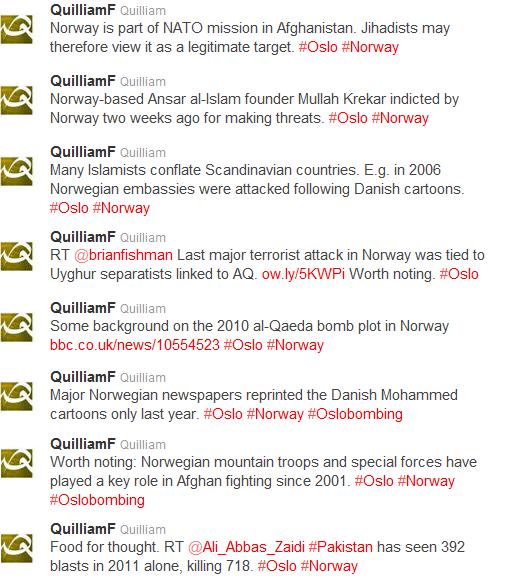 Quilliam on Norway terrorist attacks