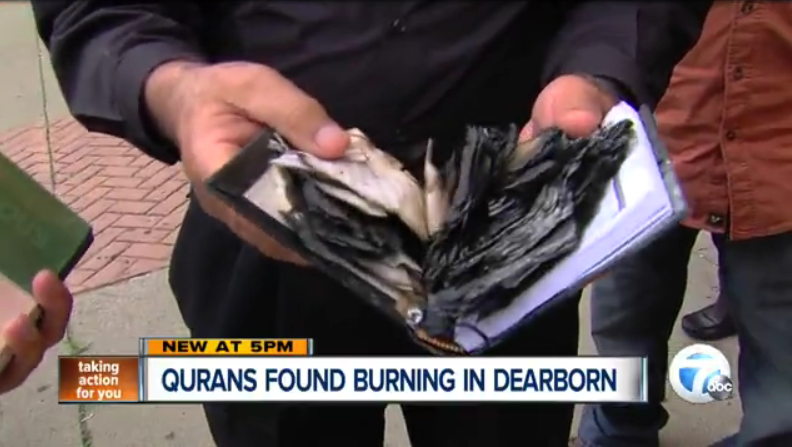 Qurans found burning in Dearborn