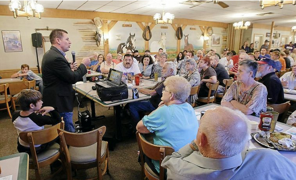 Rep. John Bennett addresses Sallisaw Republican meeting