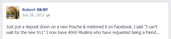 Robert Bilcliff anti-Muslim Facebook post