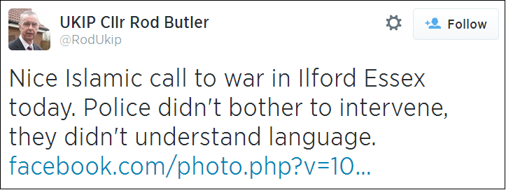 Rod Butler Islamic call to war tweet
