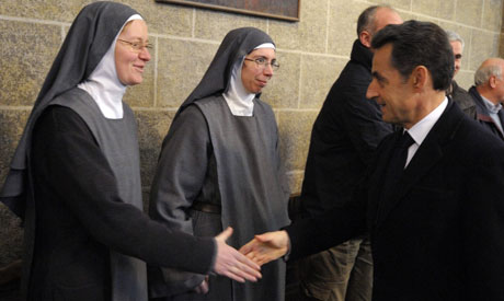 Sarkozy with nuns