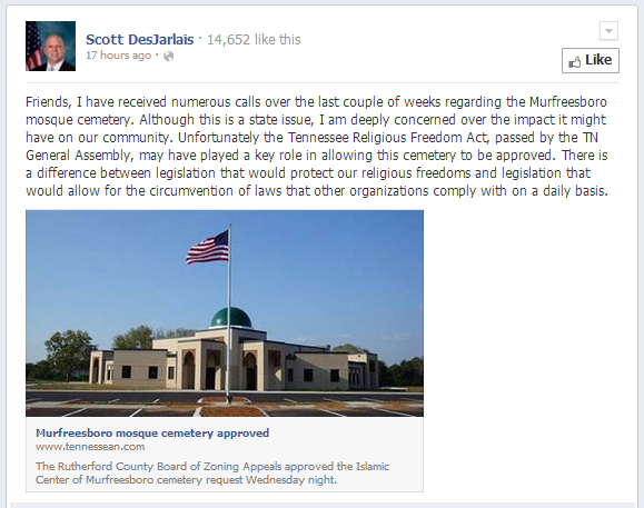 Scott DesJarlais on Murfreesboro mosque cemetery