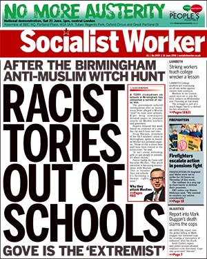 Socialist Worker racist witch-hunt front page