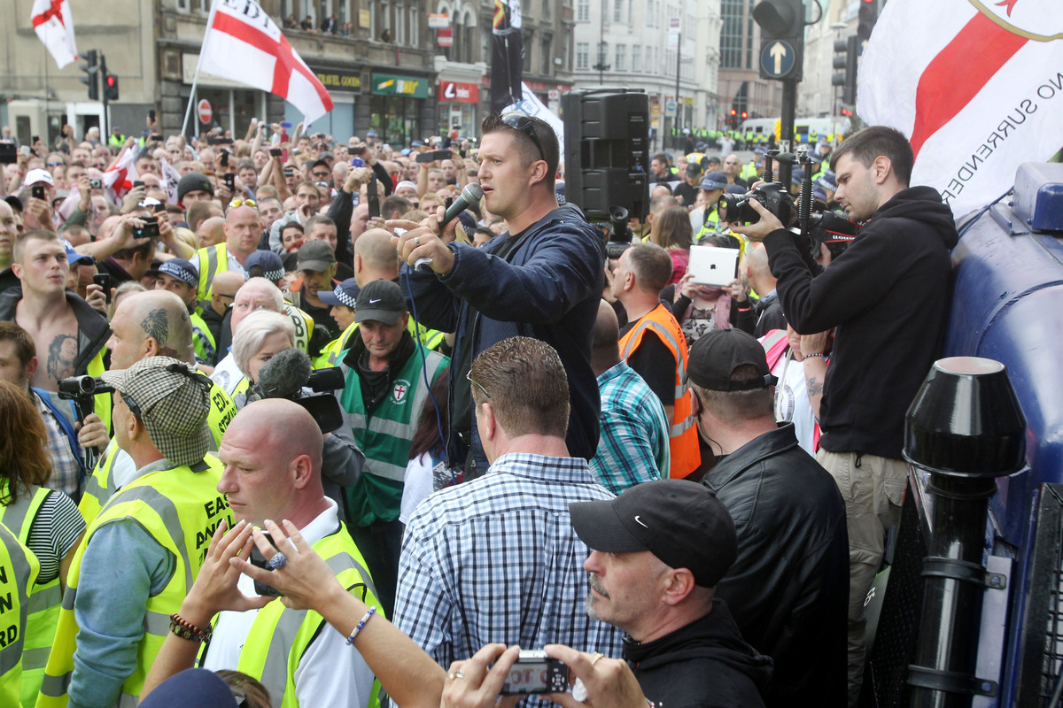 Stephen Lennon addresses EDL protest 7.9.13