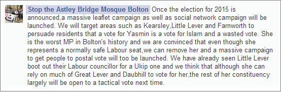 Stop the Astley Bridge Mosque Bolton on challenging Yasmin Qureshi