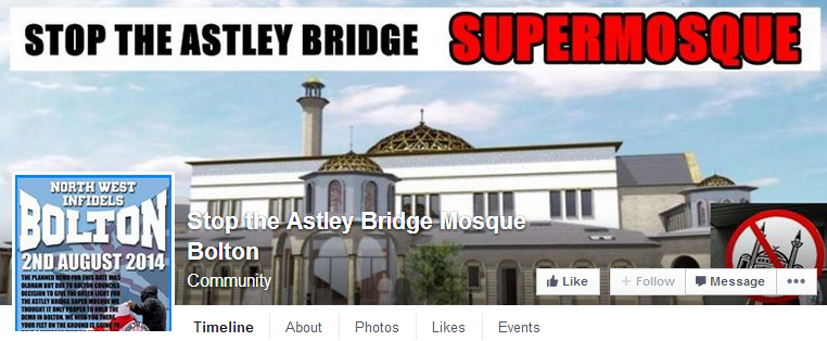 Stop the Astley Bridge Mosque Bolton with NWI protest ad
