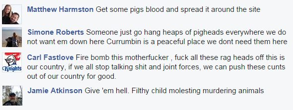 Stop the mosque at currumbin Facebook comments