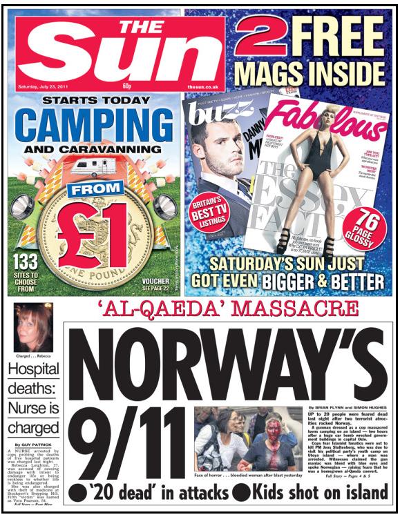 Sun Norway's 9-11 headline
