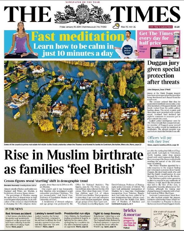 Times Muslim birthrate headline