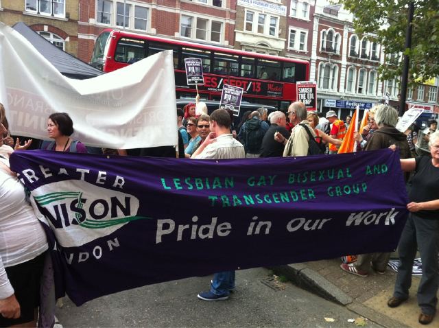 UNISON LGBT banner on Tower Hamlets demo