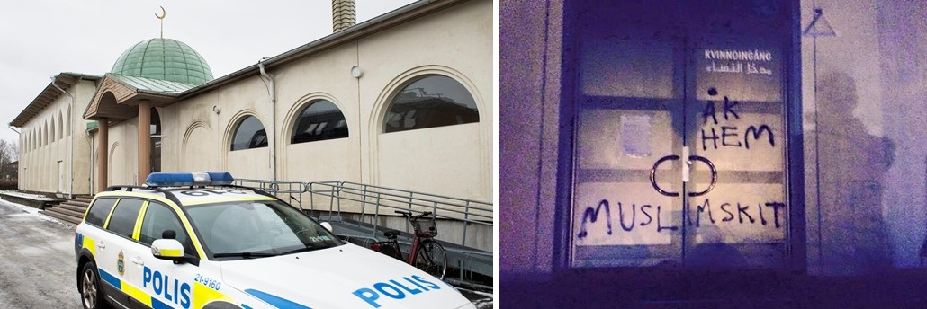 Uppsala mosque racist graffiti