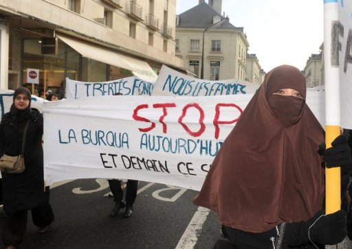 Veil ban protest