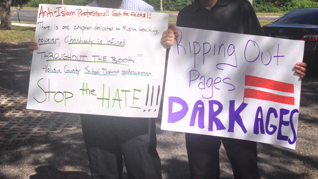 Volusia school textbook counter-protest