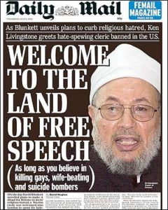 Welcome Qaradawi front page
