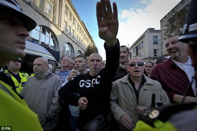 Welsh Defence League Nazi salute