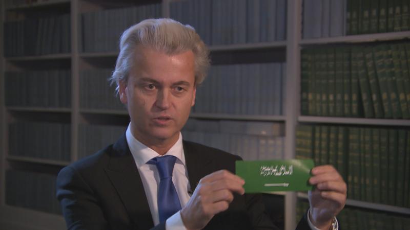 Wilders with anti-Islam sticker